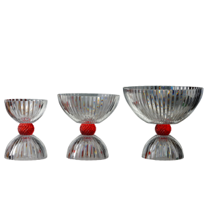 Doble Oble Bowl Lines Bola Roja by Cristal De Paris