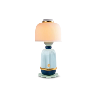 Lampara Mesa Kokeshi Azul Porcelana Lladro